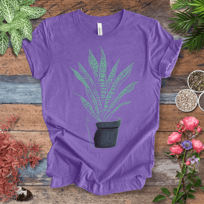 Printify T-Shirt Heather Team Purple / S Minimalist Snake Plant Glow T-Shirt