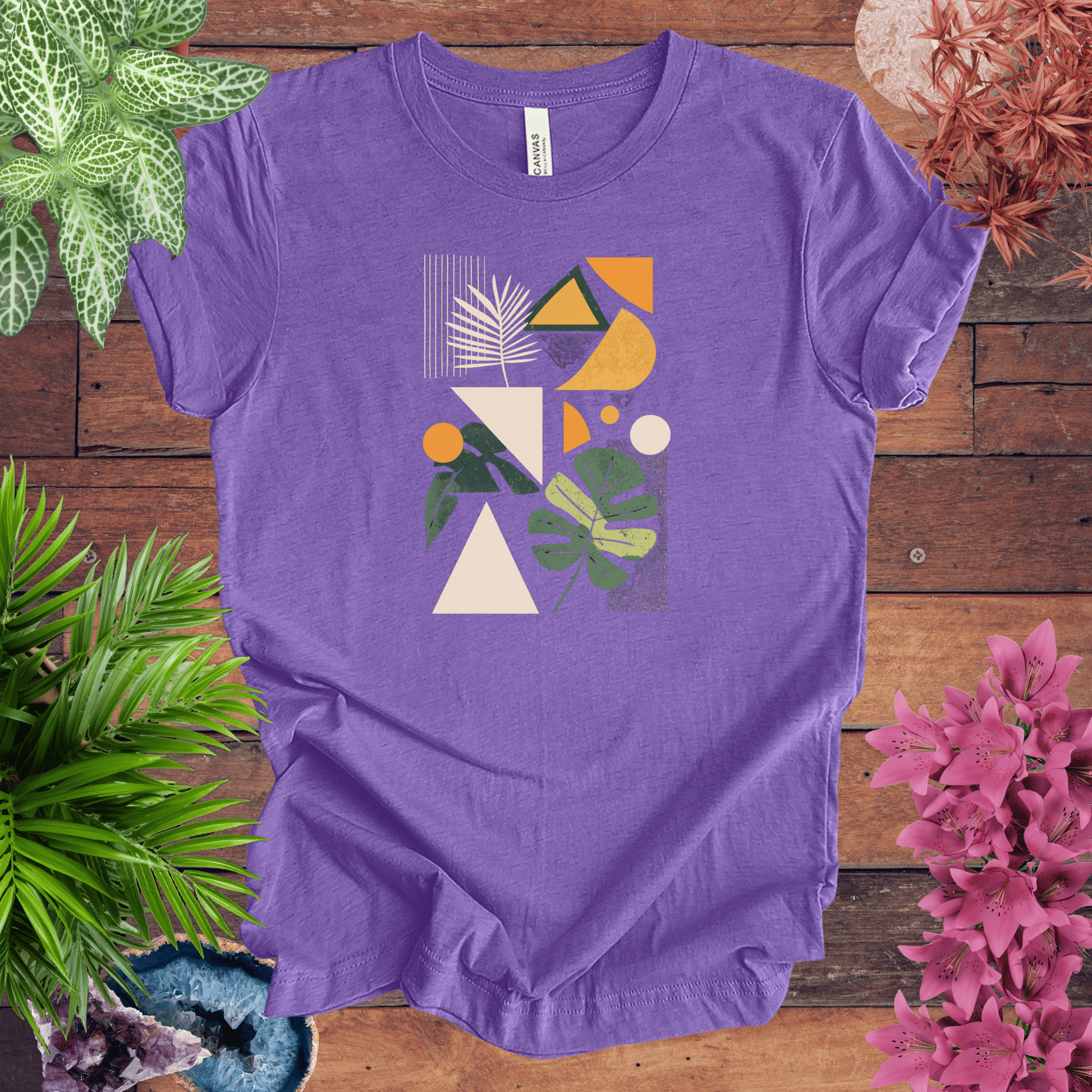 Printify T-Shirt Heather Team Purple / S Modern Botanical Houseplant T-Shirt