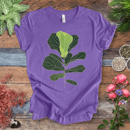 Printify T-Shirt Heather Team Purple / S Modern Minimalist Fiddle Leaf T-Shirt