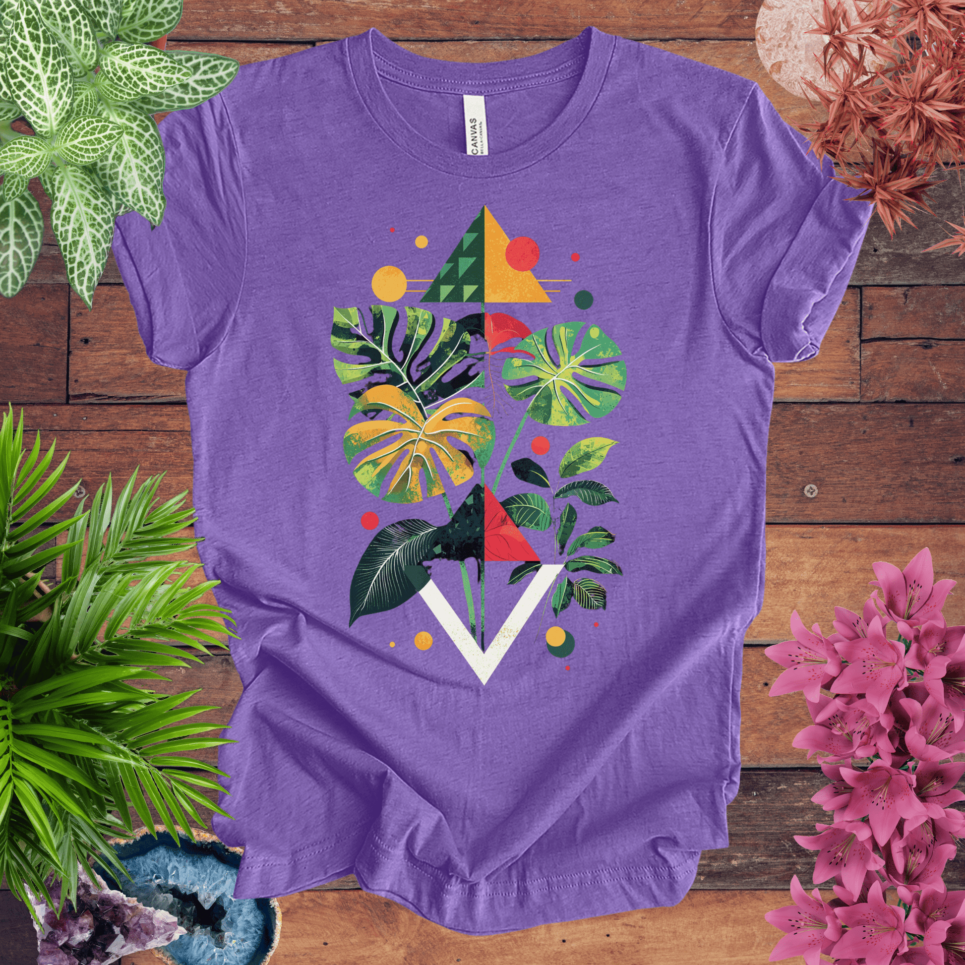 Printify T-Shirt Heather Team Purple / S Modern Monstera Deliciosa Houseplant T-Shirt