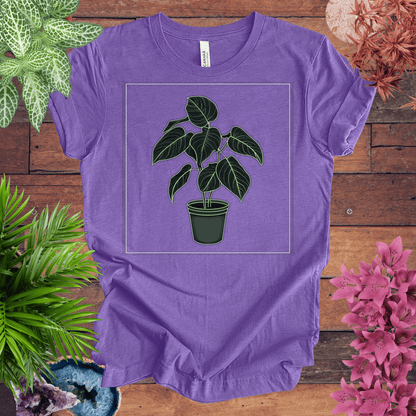 Printify T-Shirt Heather Team Purple / S Monstera Plant Outline T-Shirt