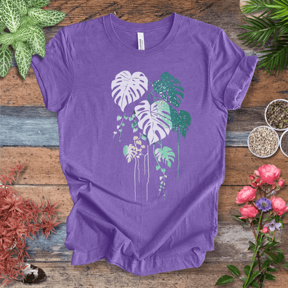 Printify T-Shirt Heather Team Purple / S Monstera Splash Gradient Leaf T-Shirt