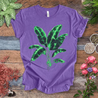 Printify T-Shirt Heather Team Purple / S Neon Glow Banana Leaves Plant Lover Aesthetic T-Shirt