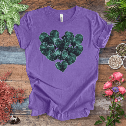 Printify T-Shirt Heather Team Purple / S Neon Heart-Shaped Leaves Plant Parent Aesthetic T-Shirt