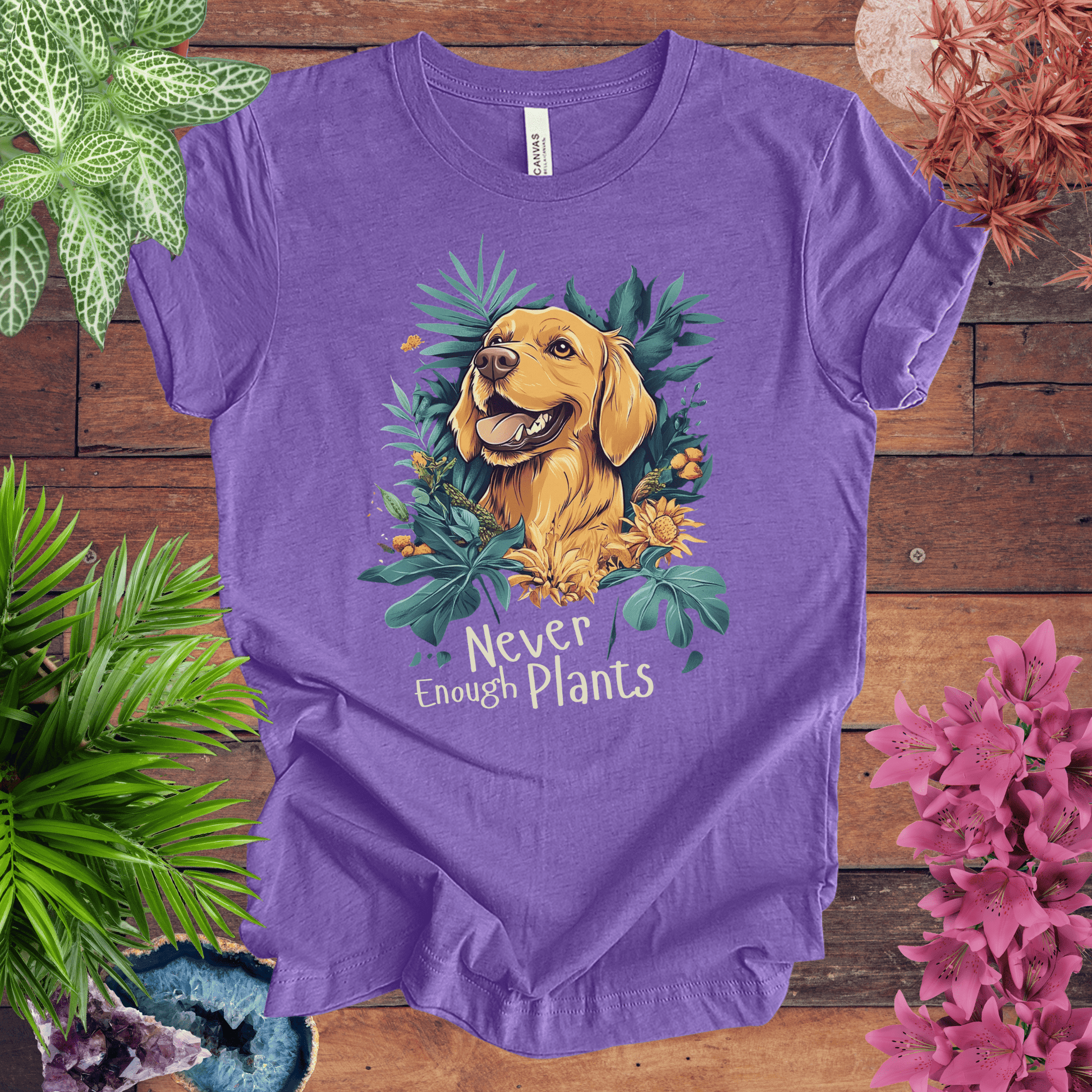 Printify T-Shirt Heather Team Purple / S Never Enough Plants - Labrador Retriever Edition T-Shirt