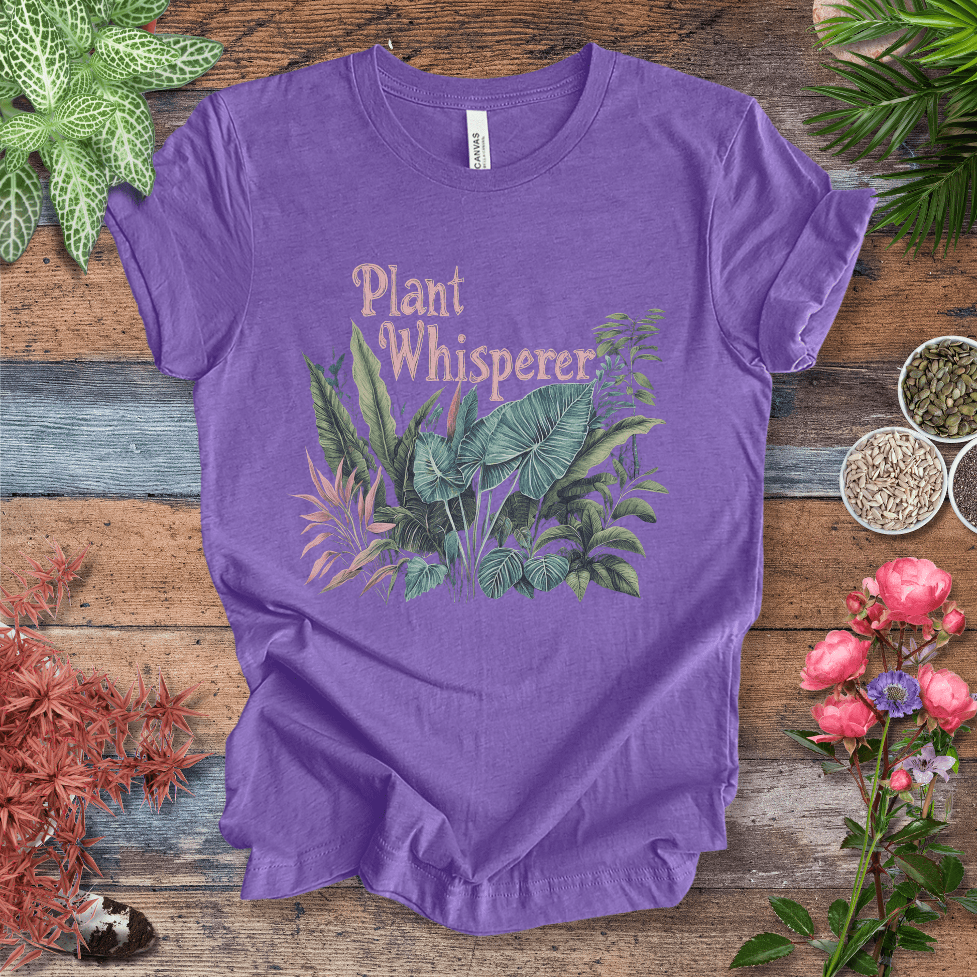 Printify T-Shirt Heather Team Purple / S Plant Whisperer Houseplant T-Shirt