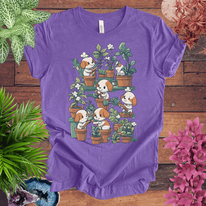 Printify T-Shirt Heather Team Purple / S Puppy Garden Gathering T-Shirt