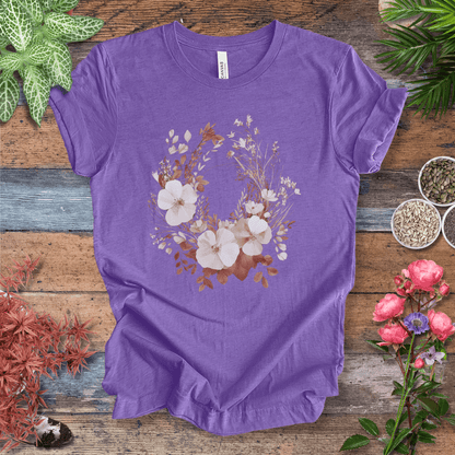 Printify T-Shirt Heather Team Purple / S Rustic Floral Wreath Botanical T-Shirt