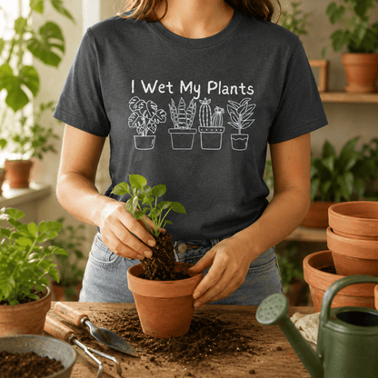 Printify T-Shirt I Wet My Plants T-Shirt — Funny Plant Lover Tee for Gardeners