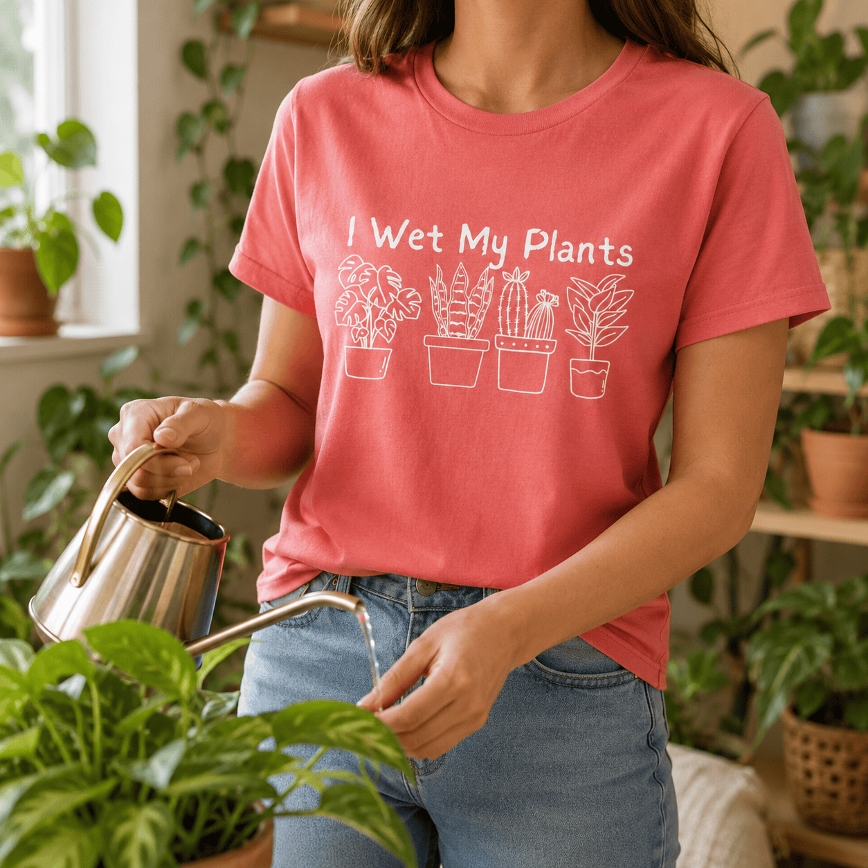 Printify T-Shirt I Wet My Plants T-Shirt — Funny Plant Lover Tee for Gardeners