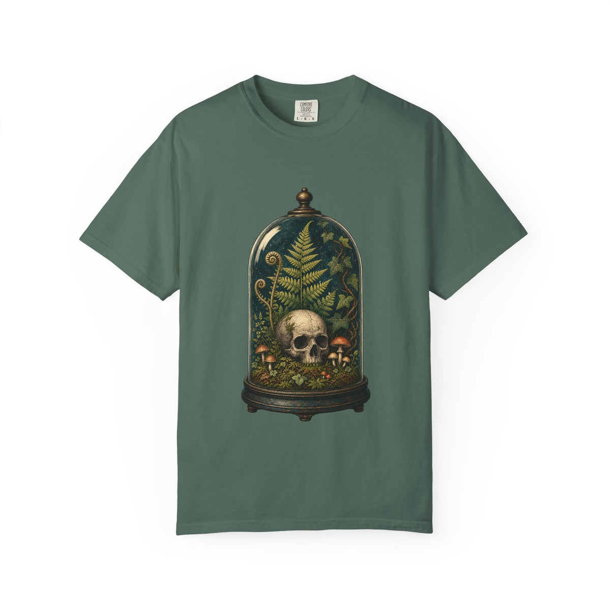 Botanical Vibes T-Shirt Ivory / XL Skull Terrarium Fern T-Shirt - Gothic Houseplant Art