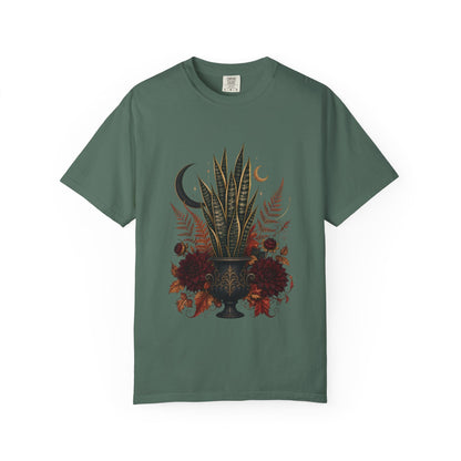 Botanical Vibes T-Shirt Ivory / XL Snake Plant Gothic Urn T-Shirt - Dark Botanical Art