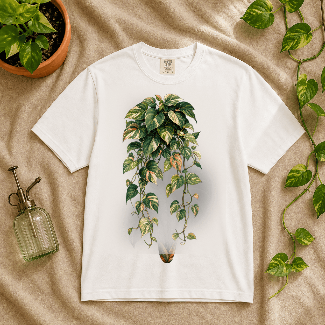 Printify T-Shirt Ivory / XL Variegated Pothos Graphic T-Shirt - Plant Lover Gift