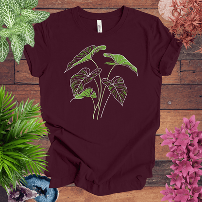 Printify T-Shirt Maroon / S Elephant Ear Plant Art T-Shirt