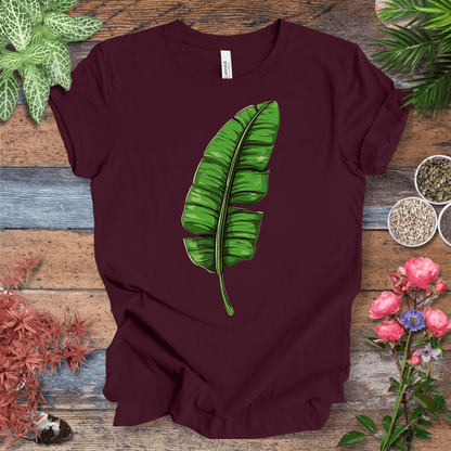 Printify T-Shirt Maroon / S Minimalist Banana Leaf T-Shirt