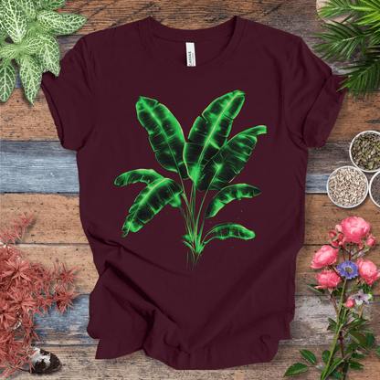 Printify T-Shirt Maroon / S Neon Glow Banana Leaves Plant Lover Aesthetic T-Shirt