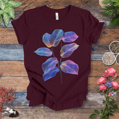 Printify T-Shirt Maroon / S Neon Glow Calathea plant T-Shirt
