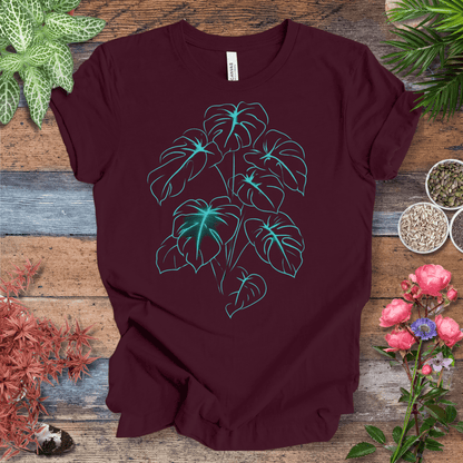 Printify T-Shirt Maroon / S Neon Jungle Monstera Leaves Glow in the Dark T-Shirt