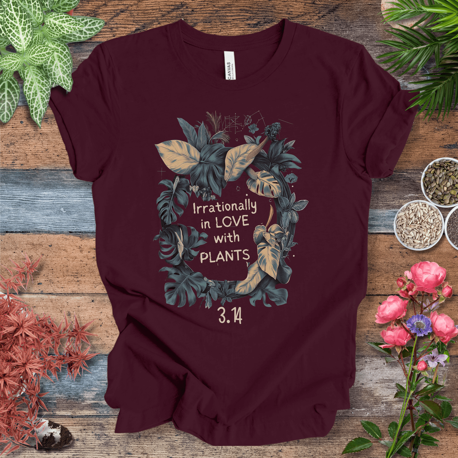 Printify T-Shirt Maroon / S Pi Day Plant Lover T-Shirt