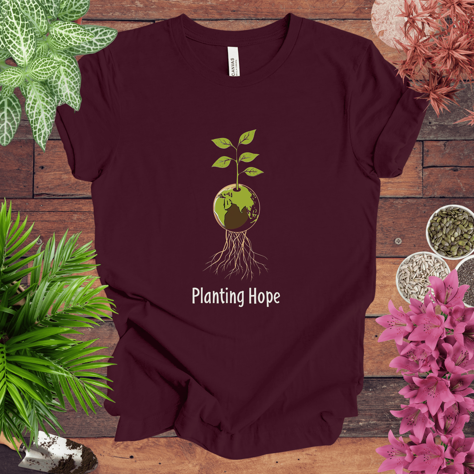 Printify T-Shirt Maroon / S Planting Hope T-Shirt
