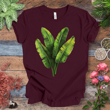Printify T-Shirt Maroon / S Tropical Banana Leaves T-Shirt