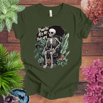 Printify T-Shirt Military Green / S Plants Are My Therapy T-Shirt