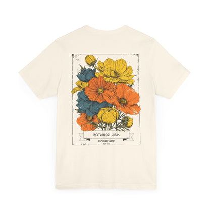 Printify T-Shirt Natural / S Botanical Vibes Flower Shop Tee | Vintage Floral Back Print T-Shirt