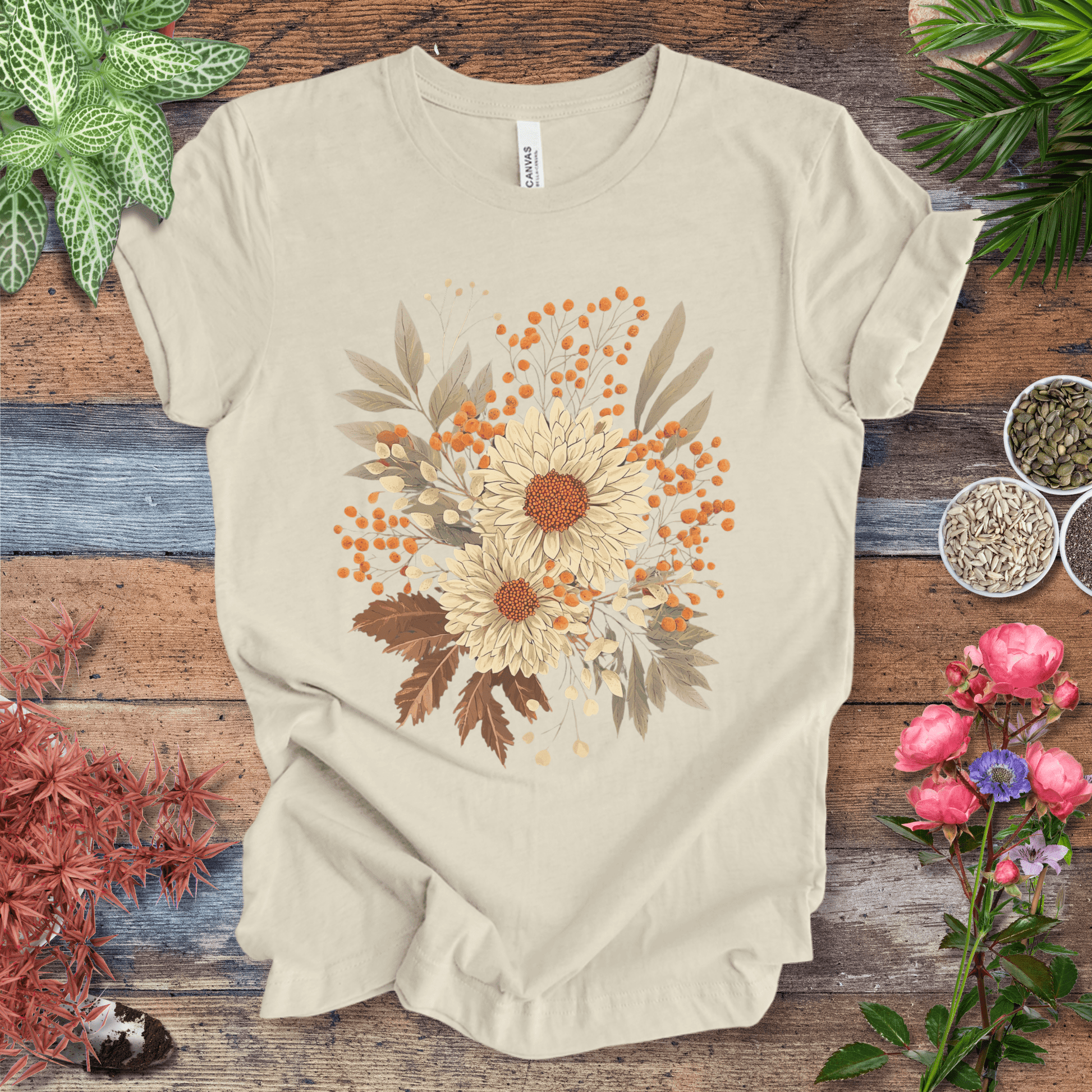 Printify T-Shirt Natural / S Garden Blooms Floral T-Shirt