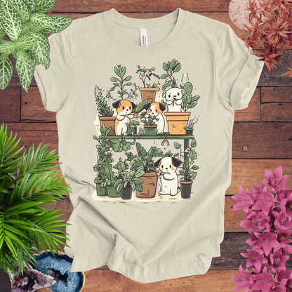 Printify T-Shirt Natural / S Green Paws - Puppy Plant Care T-Shirt