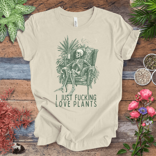 Printify T-Shirt Natural / S I Just Love Plants Skeleton T-Shirt