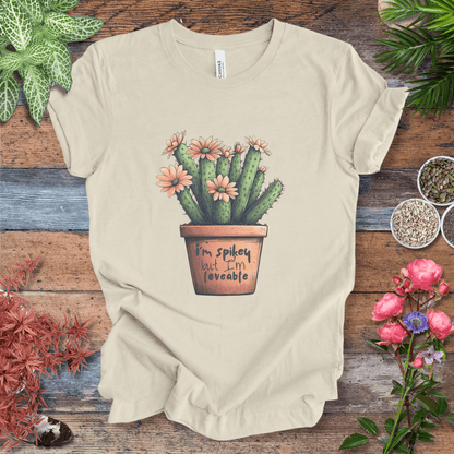 Printify T-Shirt Natural / S "I'm Spikey but I'm Lovable" Funny Cactus Lover T-Shirt