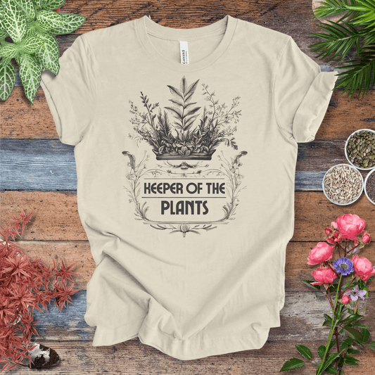 Printify T-Shirt Natural / S Keeper of the Plants – Vintage Monochrome Edition  Elegant Gardener Tee