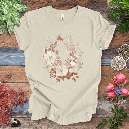 Printify T-Shirt Natural / S Rustic Floral Wreath Botanical T-Shirt