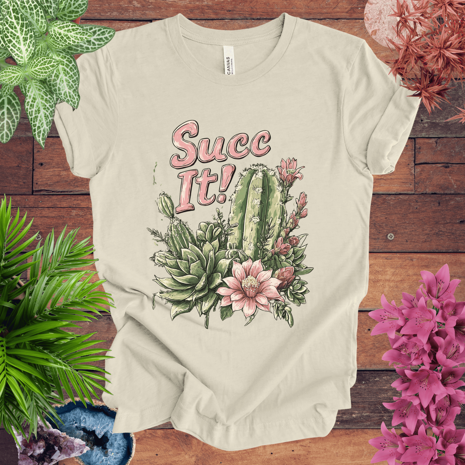 Printify T-Shirt Natural / S Succ It! - Cactus Lover T-Shirt