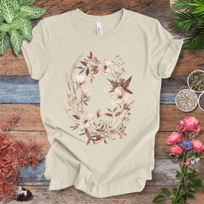 Printify T-Shirt Natural / S Vintage Floral Wreath Botanical T-Shirt