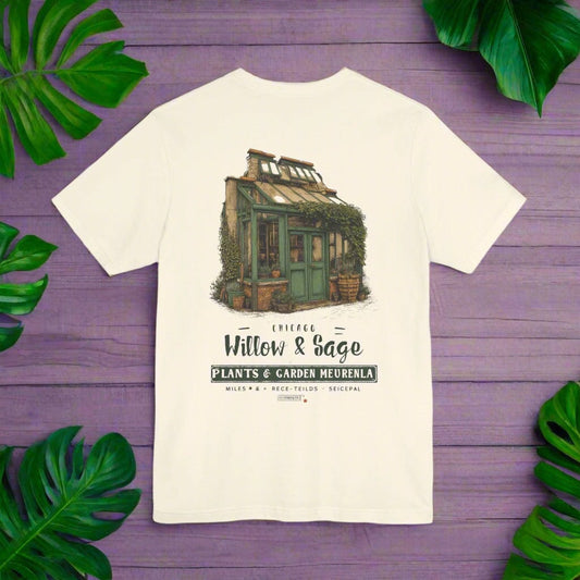 Printify T-Shirt Natural / S Willow & Sage Vintage Greenhouse Tee | Eco-Friendly Gardening T-Shirt