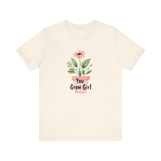 Printify T-Shirt Natural / S You Grow Girl – Simple Watercolor Pot T-Shirt