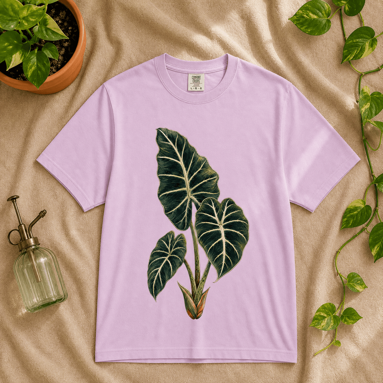 Printify T-Shirt Orchid / S Alocasia Velvet Graphic T-Shirt - Plant Lover Gift