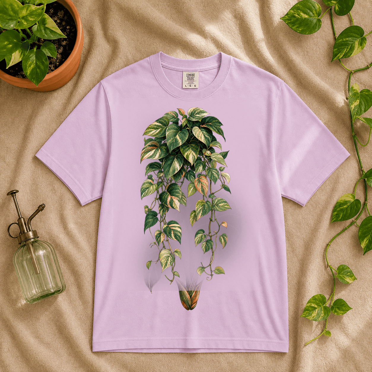 Printify T-Shirt Orchid / S Variegated Pothos Graphic T-Shirt - Plant Lover Gift