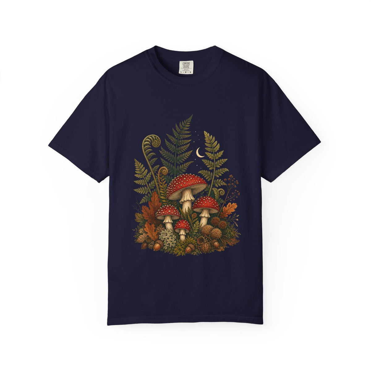 Botanical Vibes T-Shirt Pepper / L Autumn Mushroom Fern T-Shirt - Woodland Botanical Art