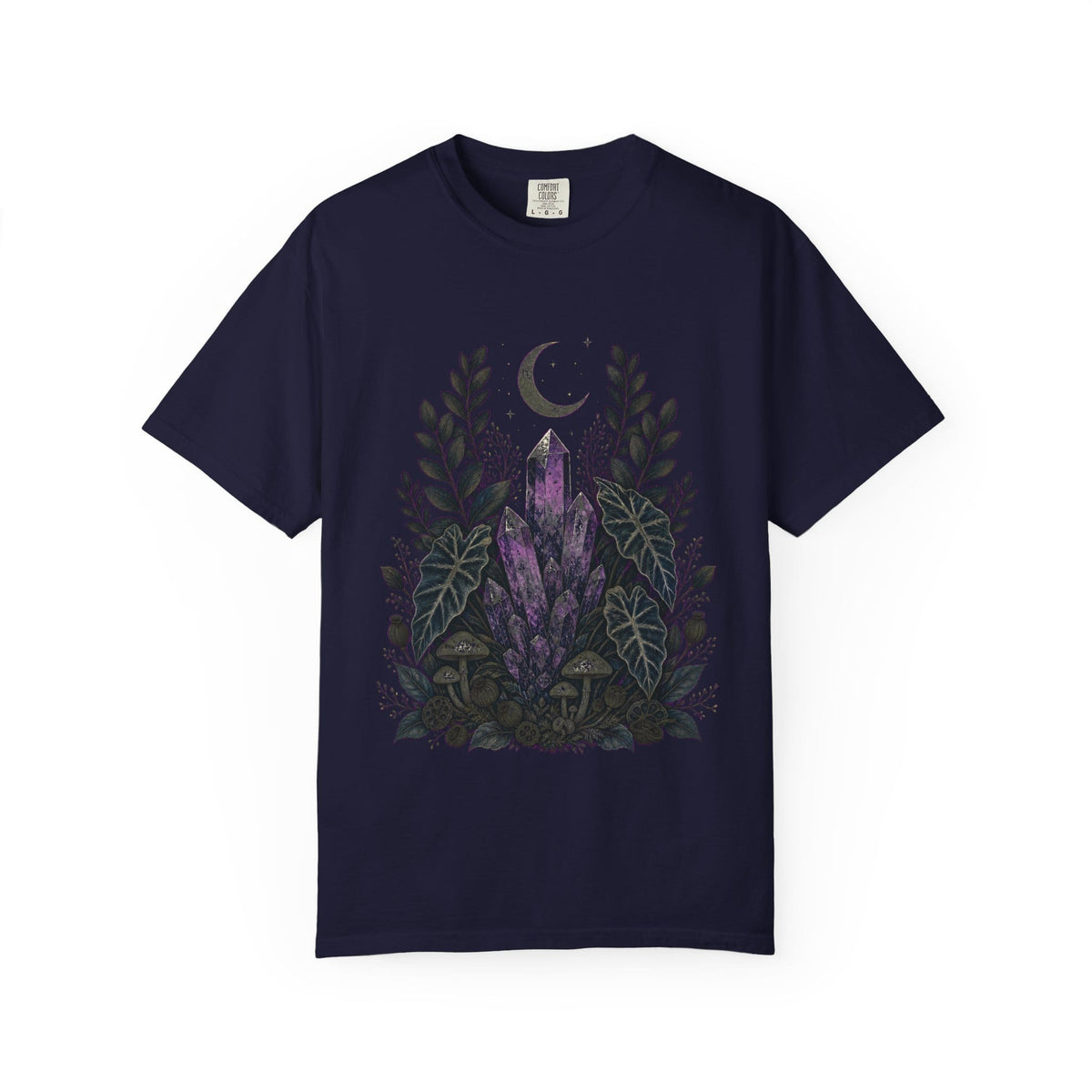 Botanical Vibes T-Shirt Pepper / L Botanical Crystal Garden T-Shirt - Witchy Houseplant Art