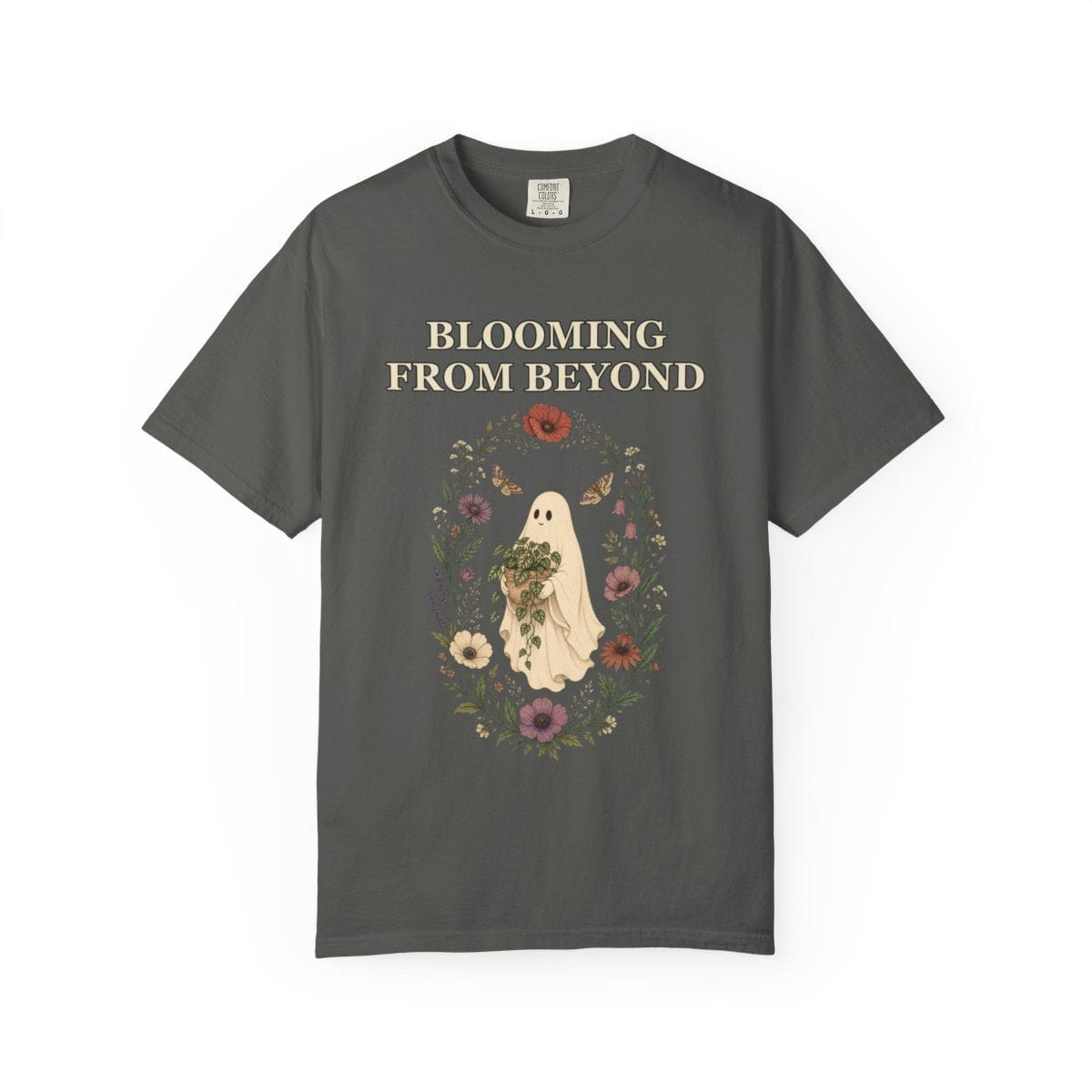 Botanical Vibes T-Shirt Pepper / L Floral Ghost Halloween Shirt - Cottagecore Plant Tee