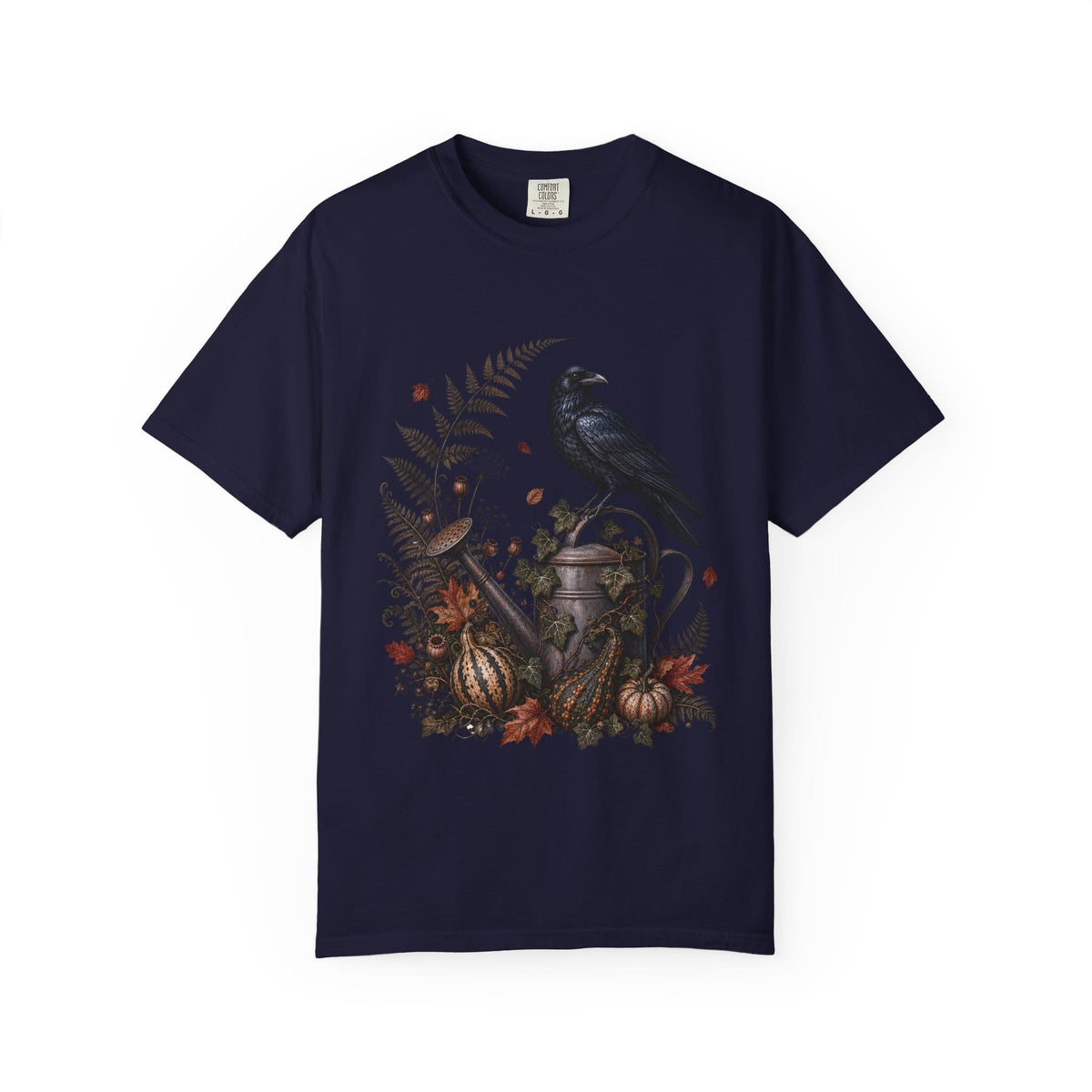 Botanical Vibes T-Shirt Pepper / L Raven Watering Can T-Shirt - Gothic Garden Art
