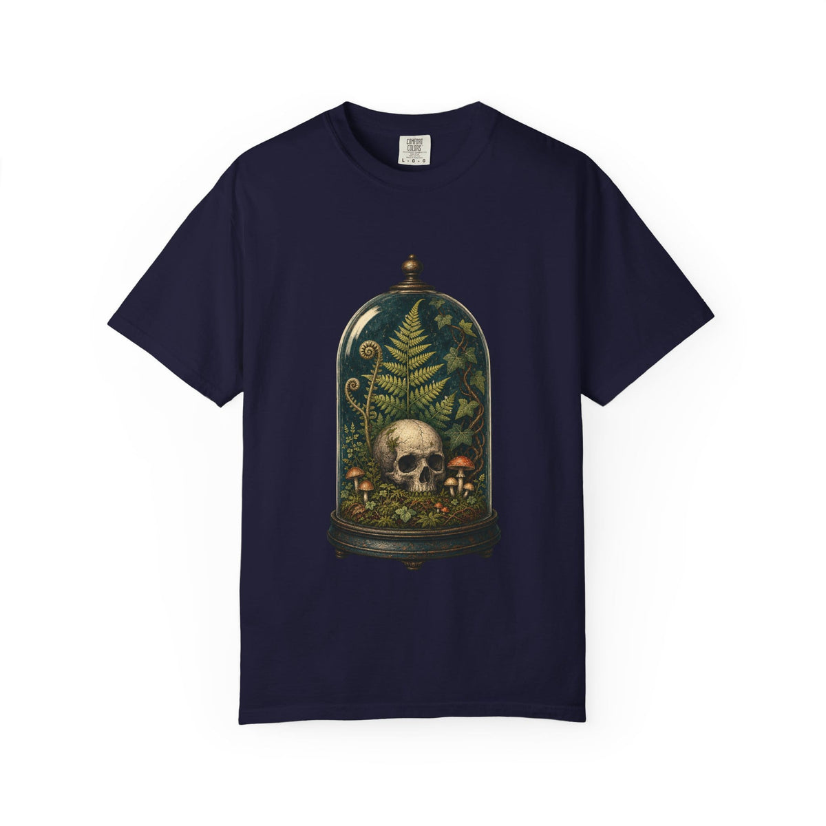 Botanical Vibes T-Shirt Pepper / L Skull Terrarium Fern T-Shirt - Gothic Houseplant Art