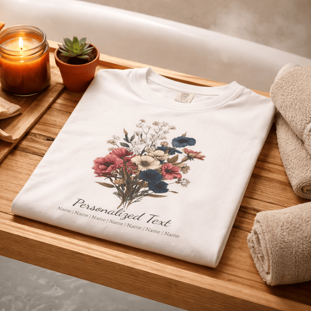 Printify T-Shirt Personalized Gardening T-Shirt – Custom Garden Bouquet Gift for Plant Lovers