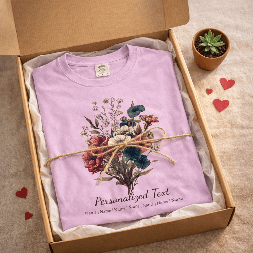 Printify T-Shirt Personalized Gardening T-Shirt – Custom Garden Bouquet Gift for Plant Lovers