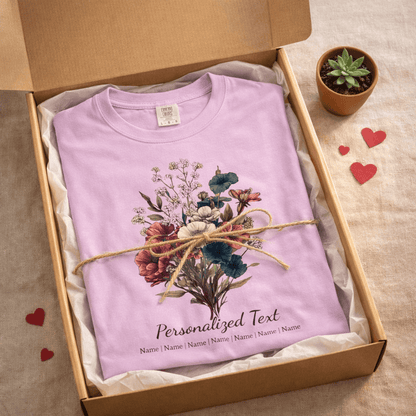 Printify T-Shirt Personalized Gardening T-Shirt – Custom Garden Bouquet Gift for Plant Lovers