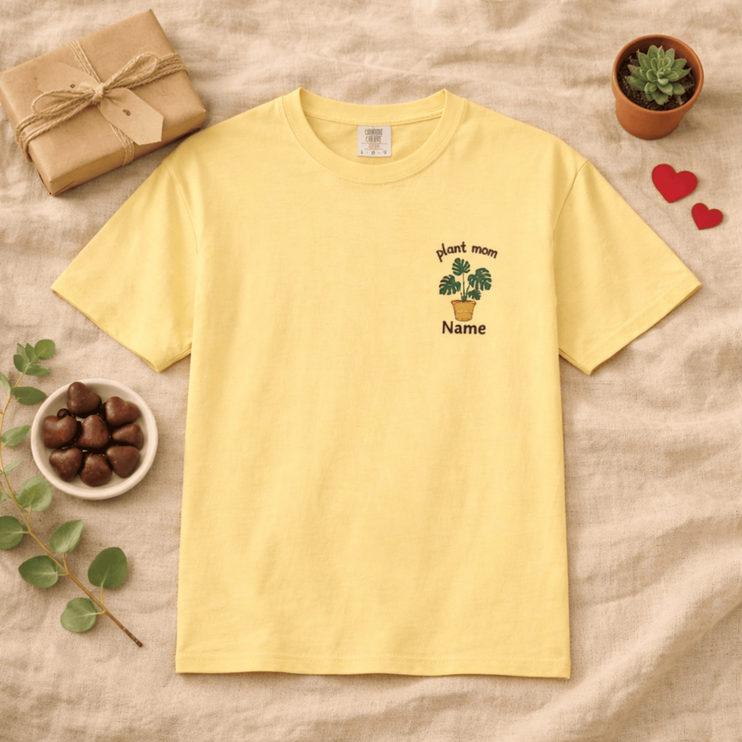 Printify T-Shirt Personalized Plant Mom T-Shirt – Custom Embroidered Plant Lover Gift