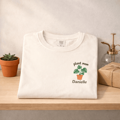 Printify T-Shirt Personalized Plant Mom T-Shirt – Custom Embroidered Plant Lover Gift