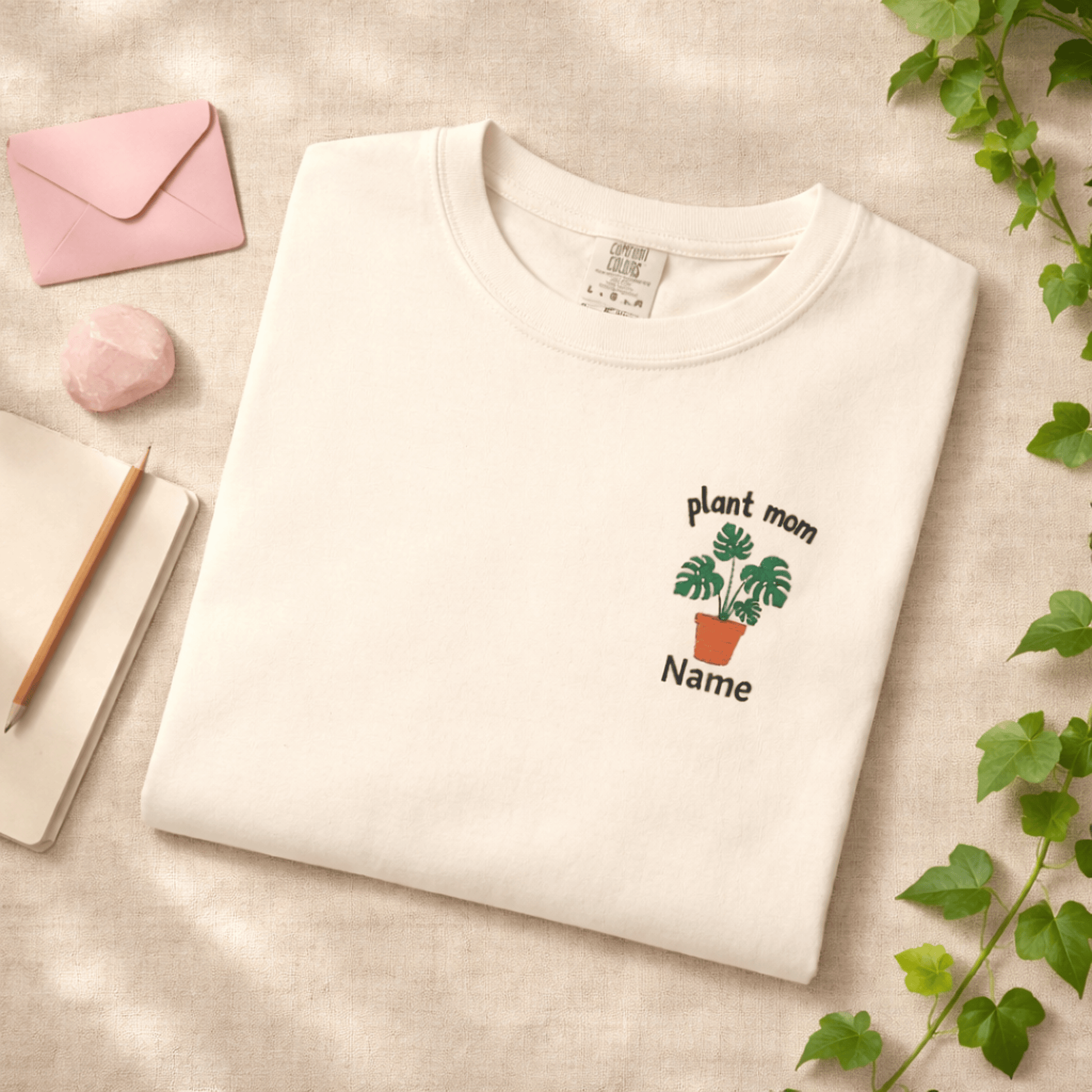 Printify T-Shirt Personalized Plant Mom T-Shirt – Custom Embroidered Plant Lover Gift